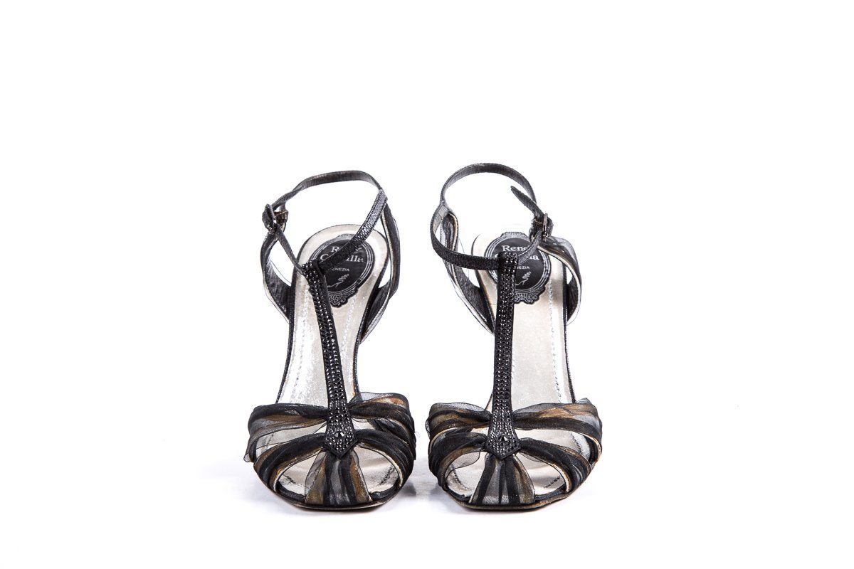 Rene Caovilla Black Strapppy Sandals SZ 36.5 sale
