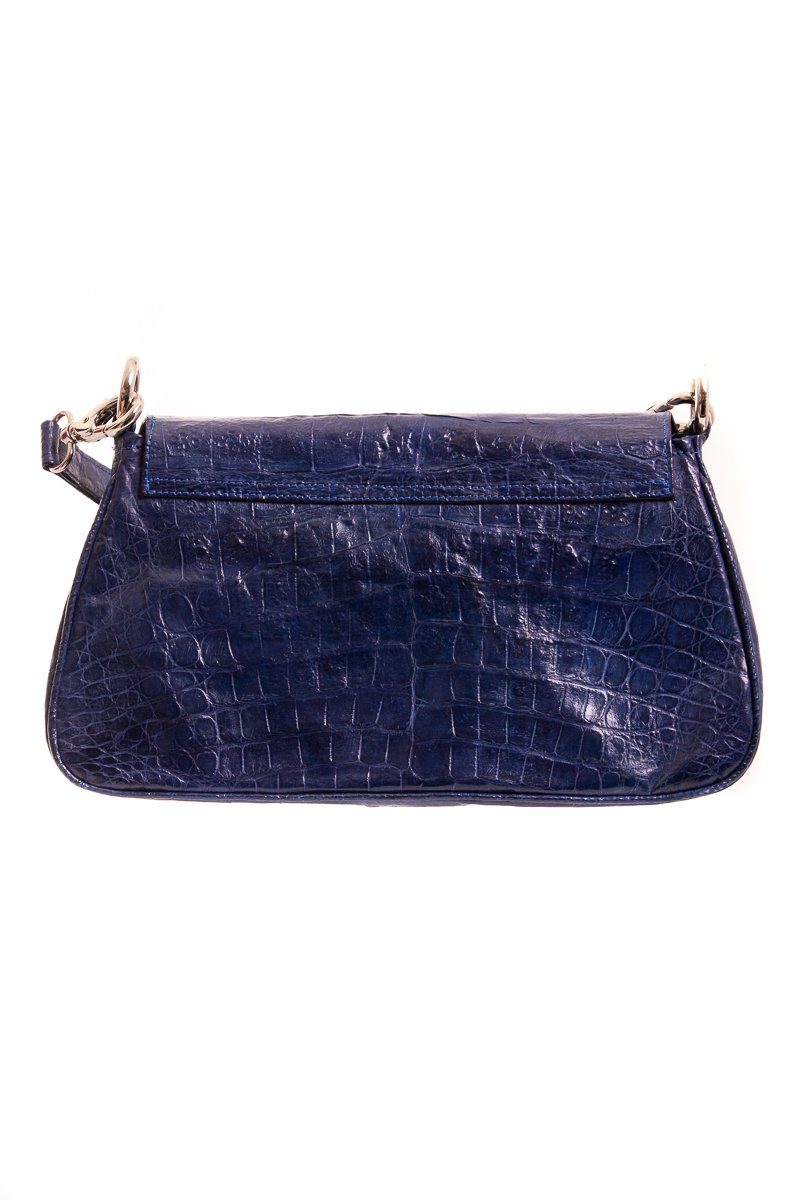 Reyna Icaza Royal Blue Crocodile Shoulder Bag