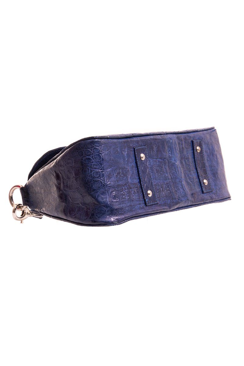 Reyna Icaza Royal Blue Crocodile Shoulder Bag