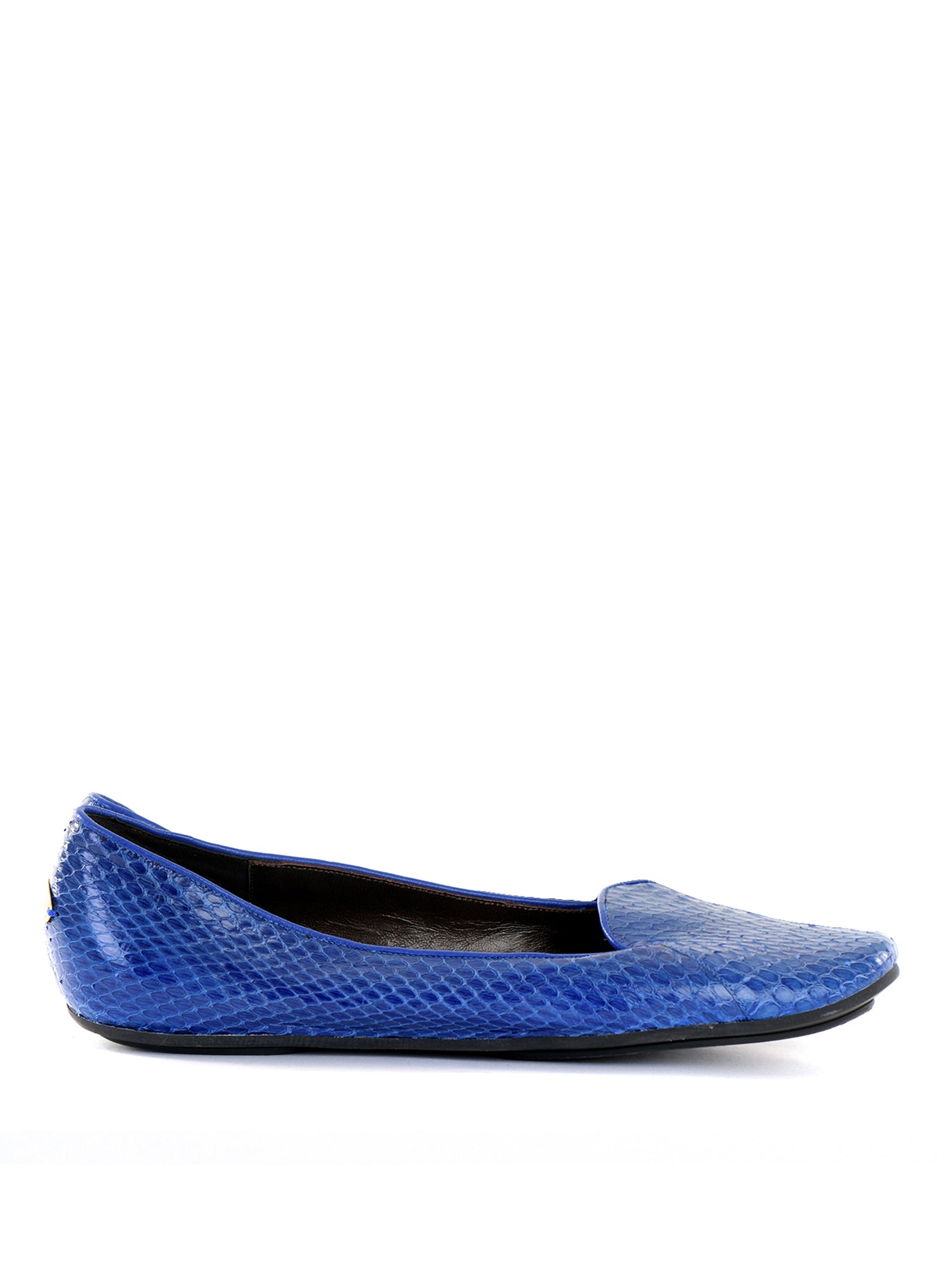 Cobalt Snakeskin Flat Pumps