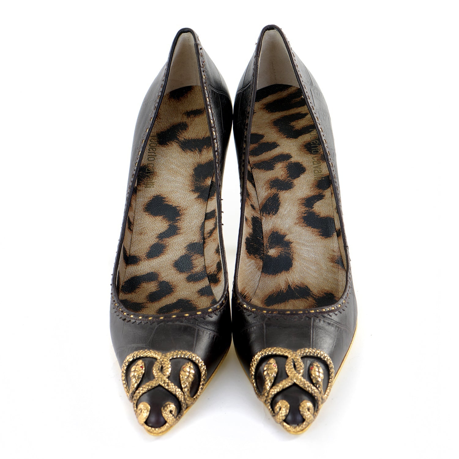 Embossed Leather Snake Pumps
