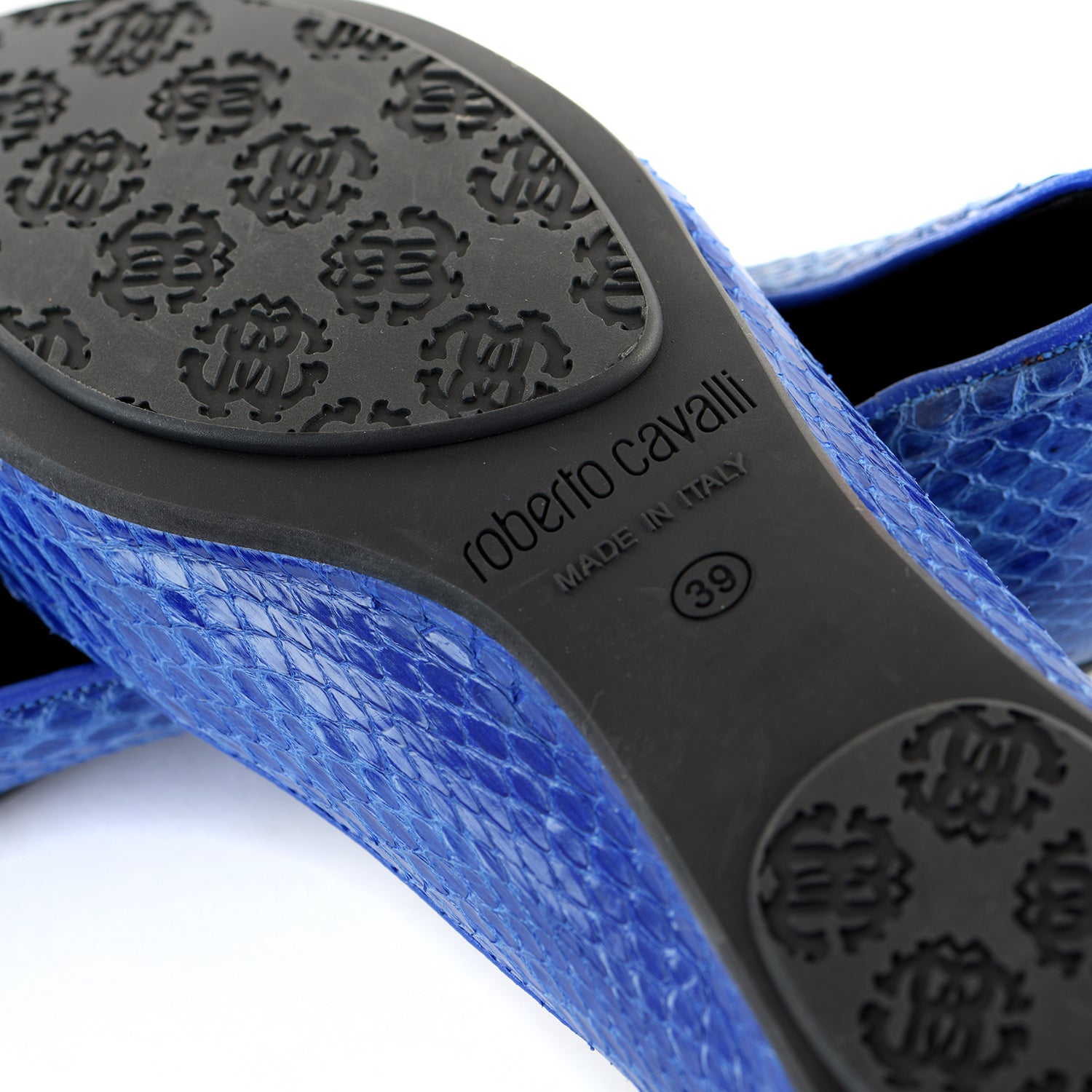 Cobalt Snakeskin Flat Pumps