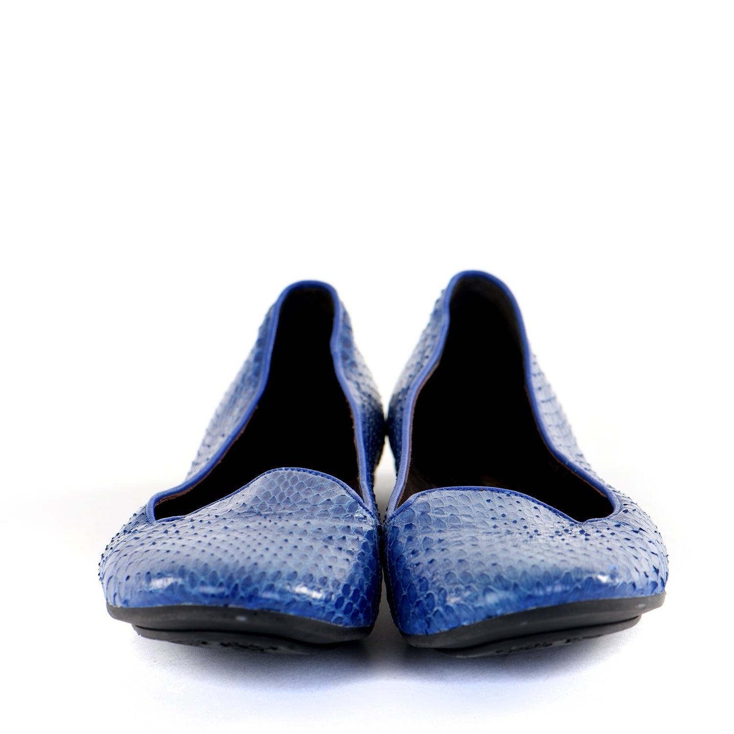 Cobalt Snakeskin Flat Pumps