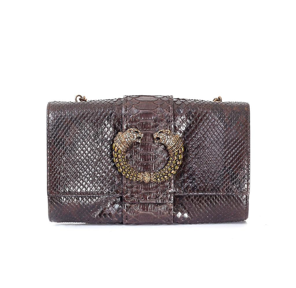 Brown Snakeskin Mini Shoulder Bag