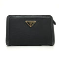 PRADA Folded wallet 1ML225 Nylon leather black triangle plate Women Used