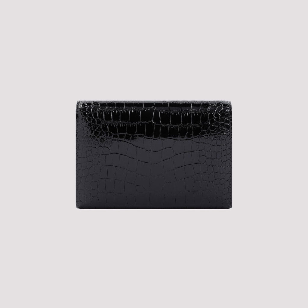 EMBOSSED CROCODILE LEATHER MINI CLUTCH