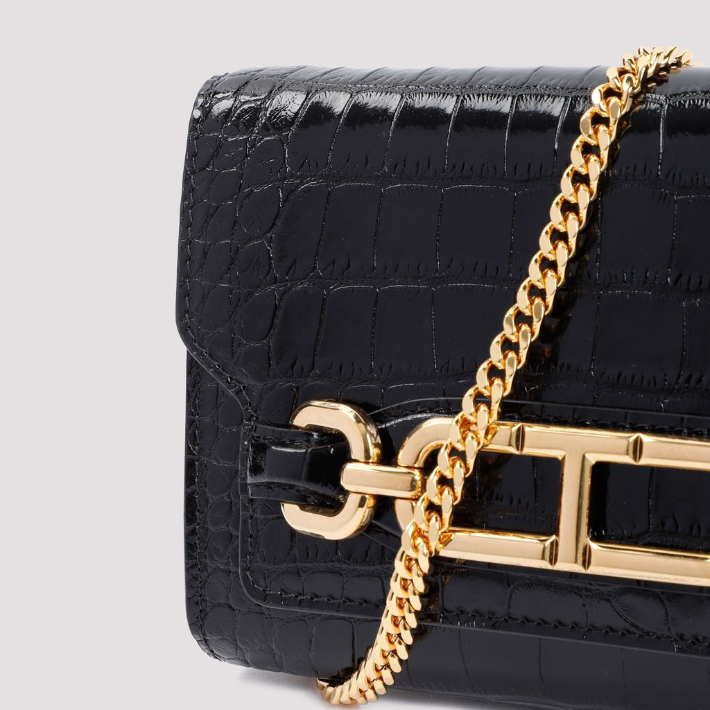 EMBOSSED CROCODILE LEATHER MINI CLUTCH