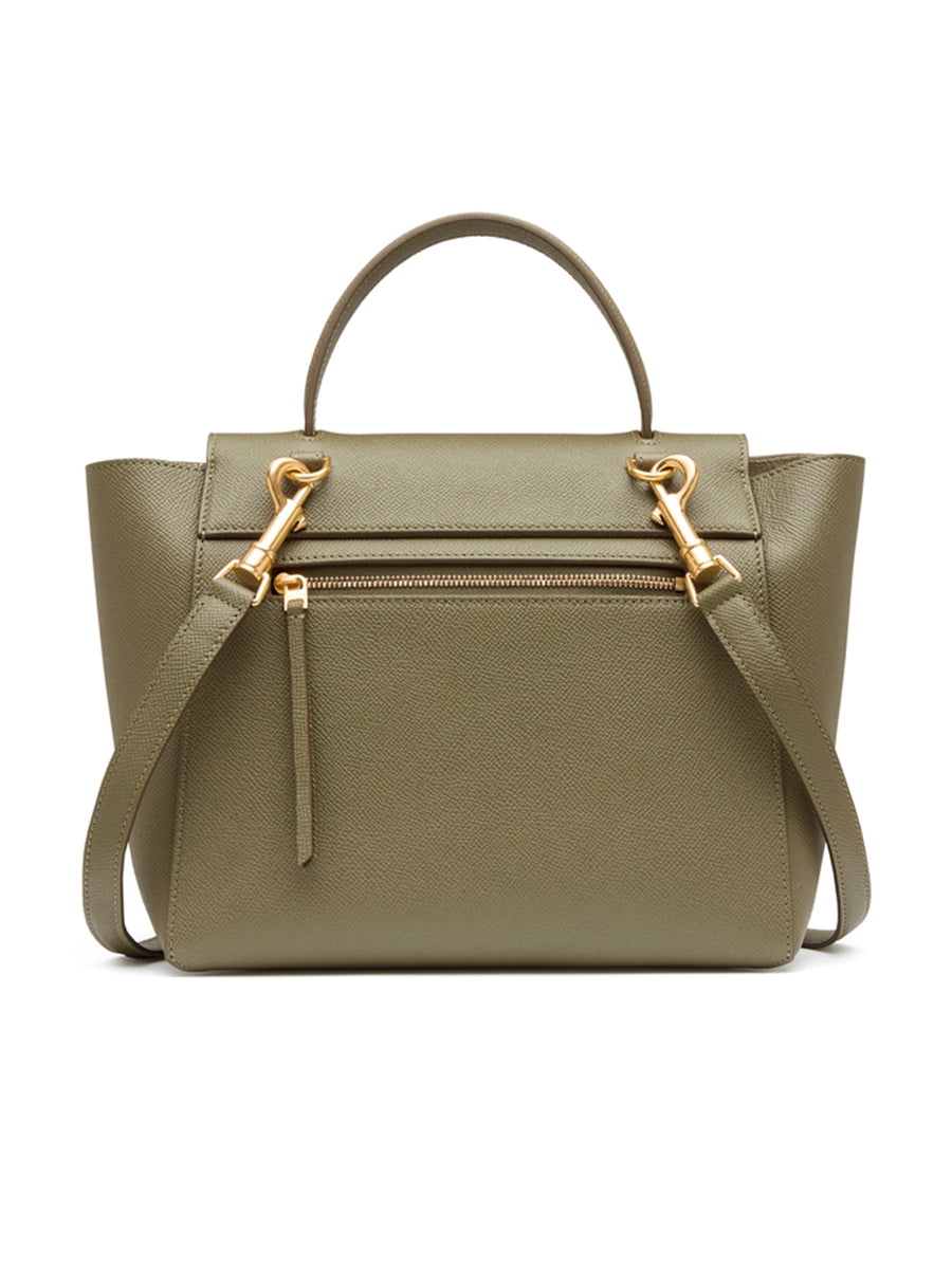 Micro Belt Bag in Grained Calfskin in Dark Olive