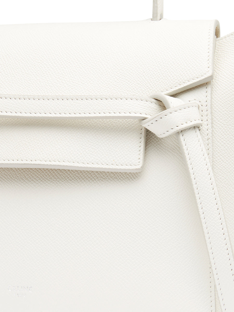 Micro Belt Bag in Grained Calfskin in White