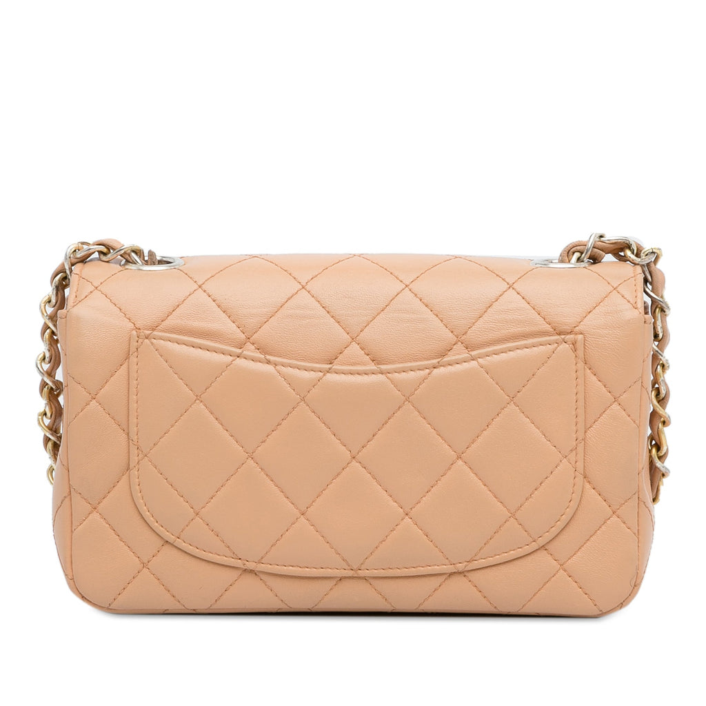 Chanel Classic Flap Mini Rectangular Brown Lambskin Silver