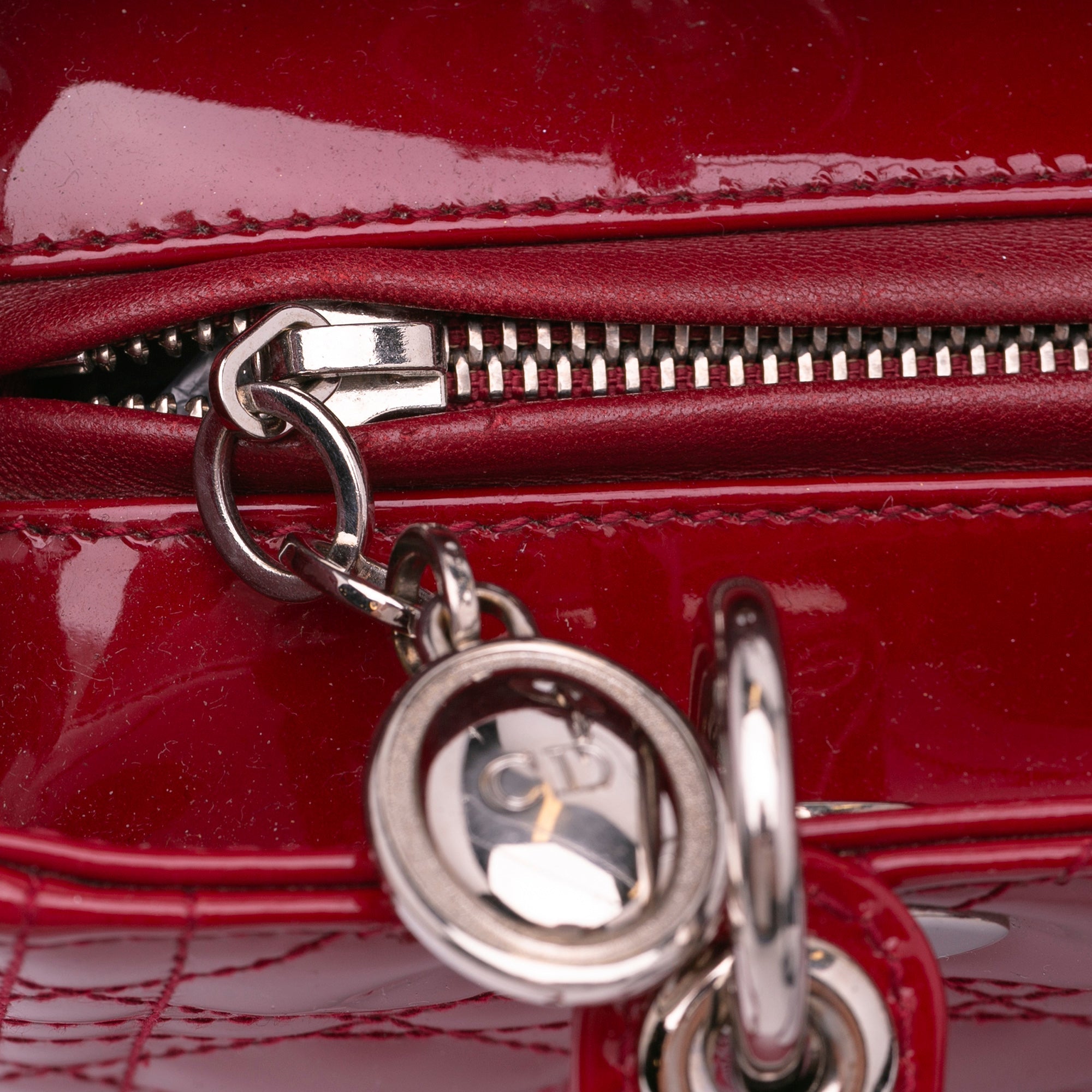 Dior Lady Dior Medium Red Patent Leather