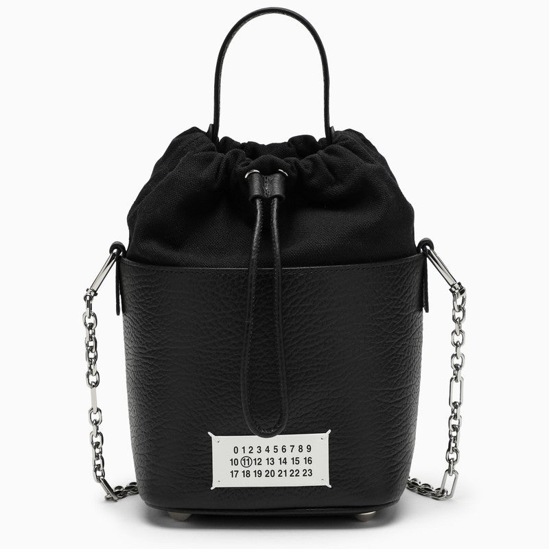 Maison Margiela Black Bucket Bag By 5Ac In Leather And Canvas Men