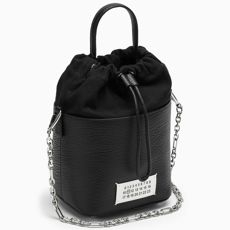 Maison Margiela Black Bucket Bag By 5Ac In Leather And Canvas Men