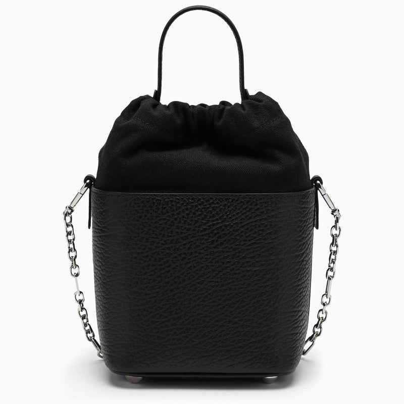 Maison Margiela Black Bucket Bag By 5Ac In Leather And Canvas Men