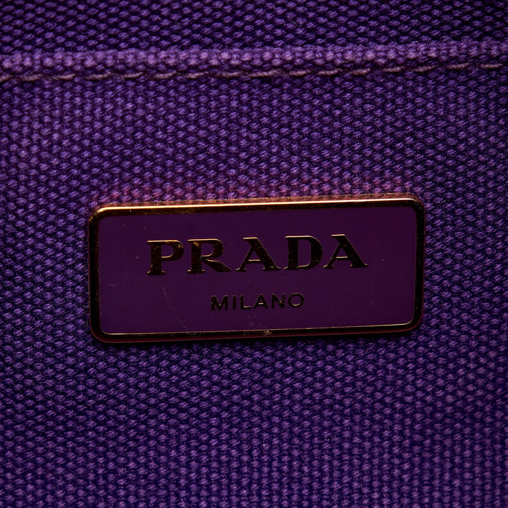 Prada Canapa Logo Handbag Small Purple Canvas