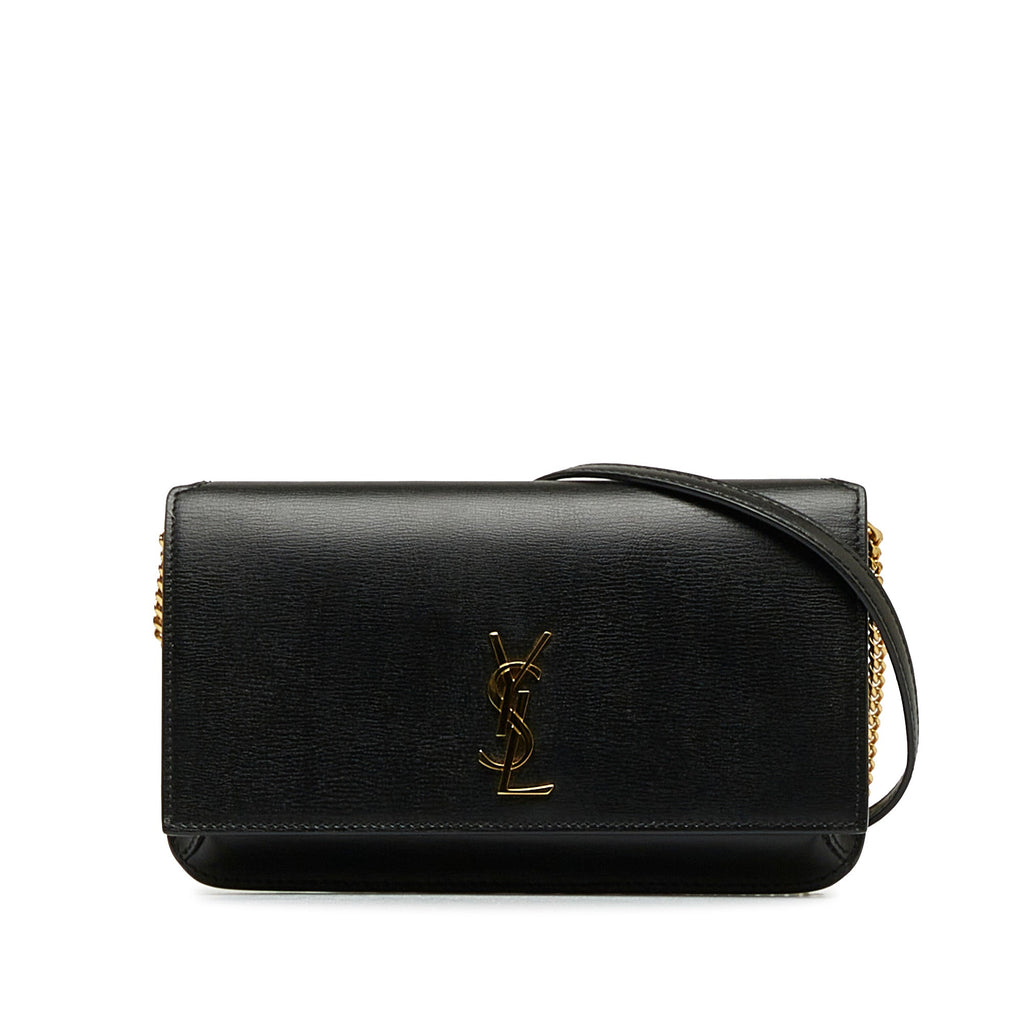 Yves Saint Laurent Cassandre Phone Holder Bag BlackLeather