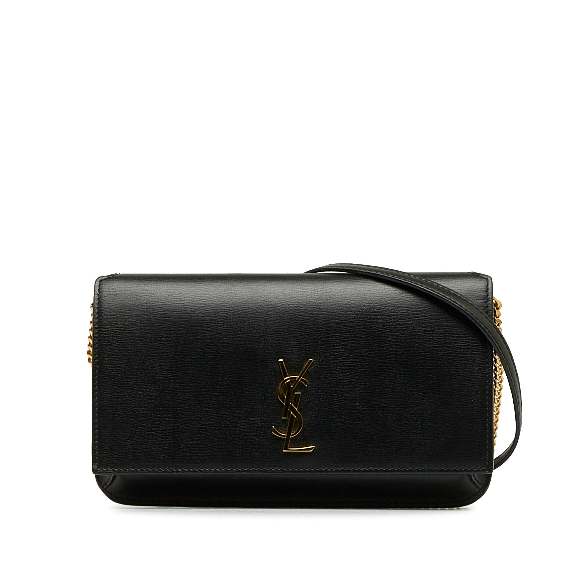 Yves Saint Laurent Cassandre Phone Holder Bag BlackLeather