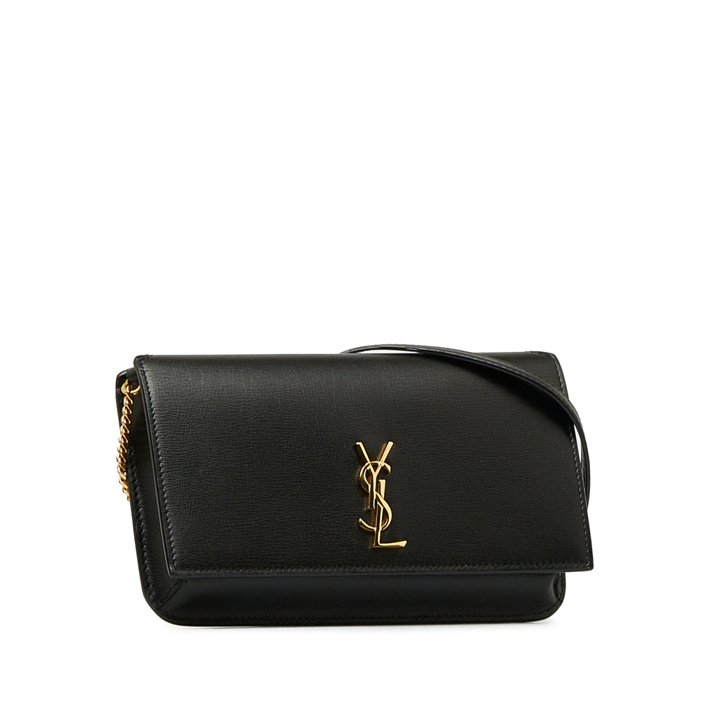 Yves Saint Laurent Cassandre Phone Holder Bag BlackLeather