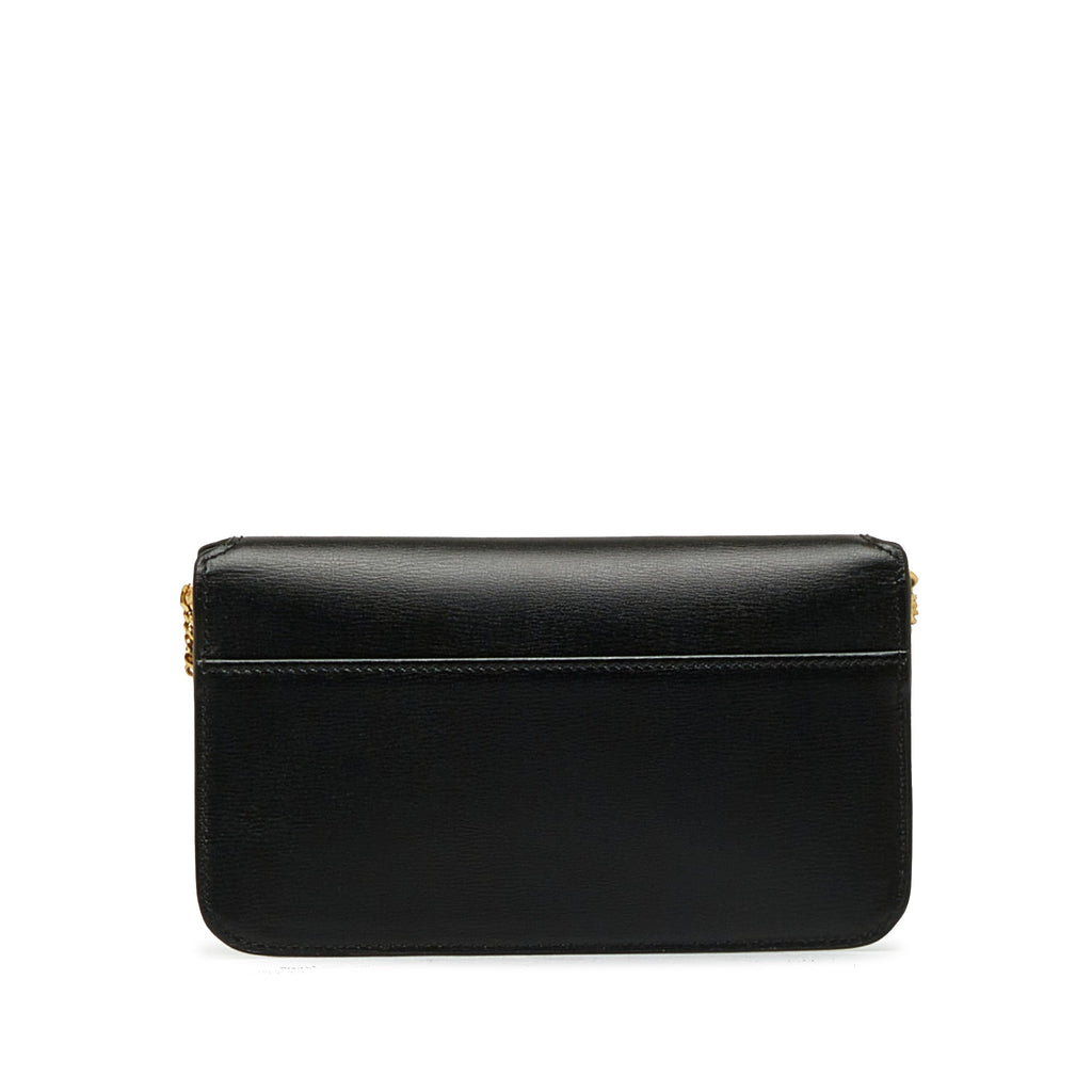 Yves Saint Laurent Cassandre Phone Holder Bag BlackLeather