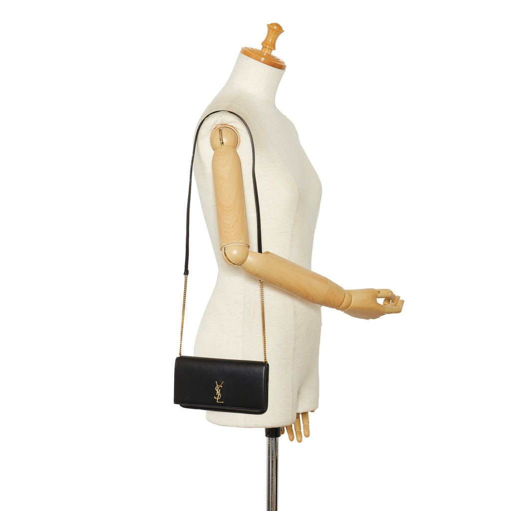 Yves Saint Laurent Cassandre Phone Holder Bag BlackLeather