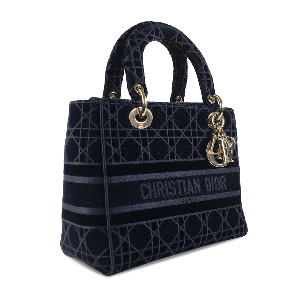 Dior Lady D-Lite Medium Blue Velvet
