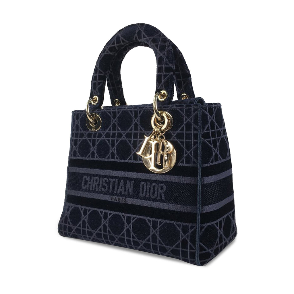 Dior Lady D-Lite Medium Blue Velvet