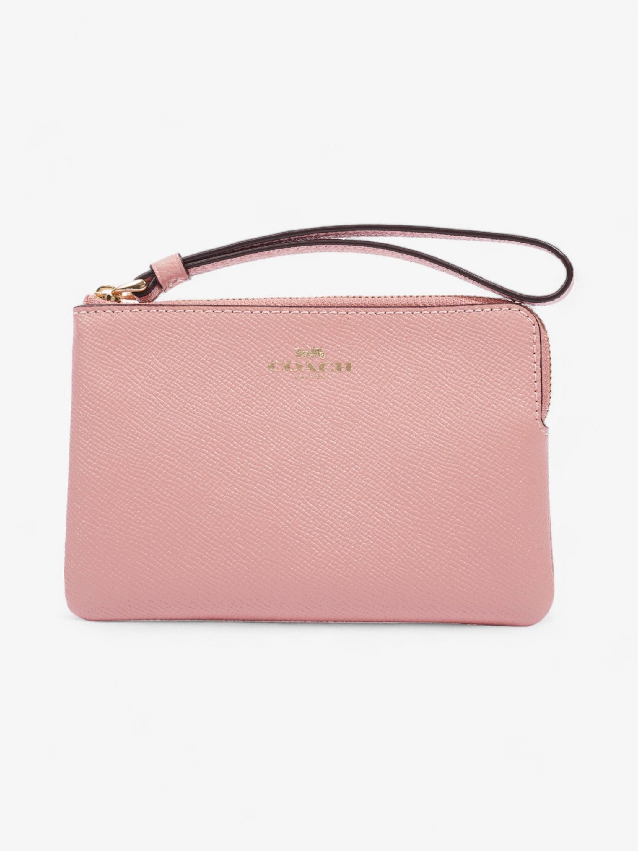 Coach Corner Zip Wristlet Pink Leather