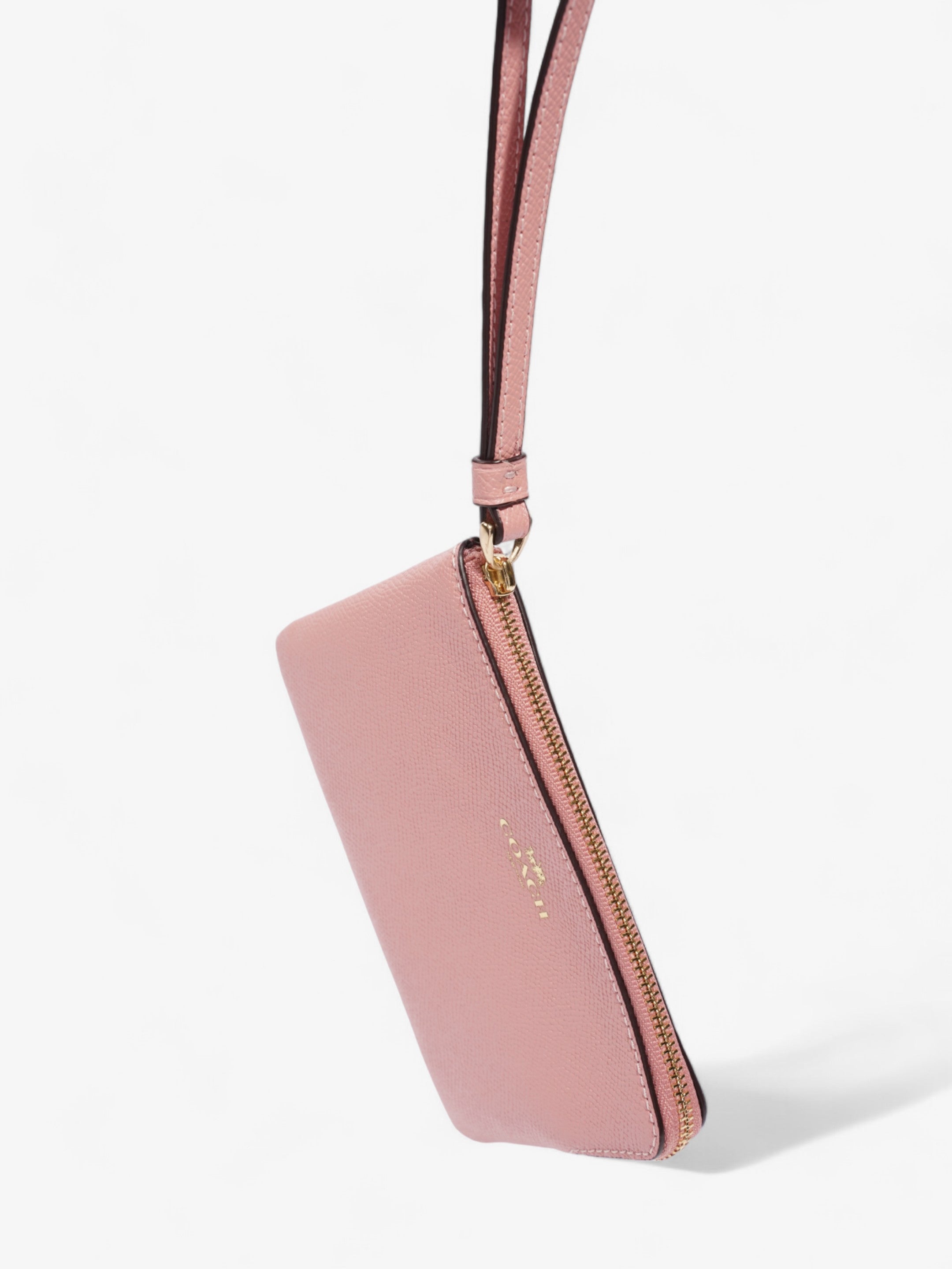 Coach Corner Zip Wristlet Pink Leather