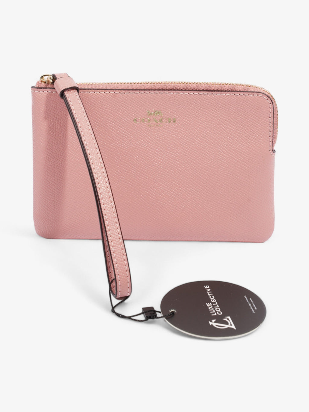 Coach Corner Zip Wristlet Pink Leather