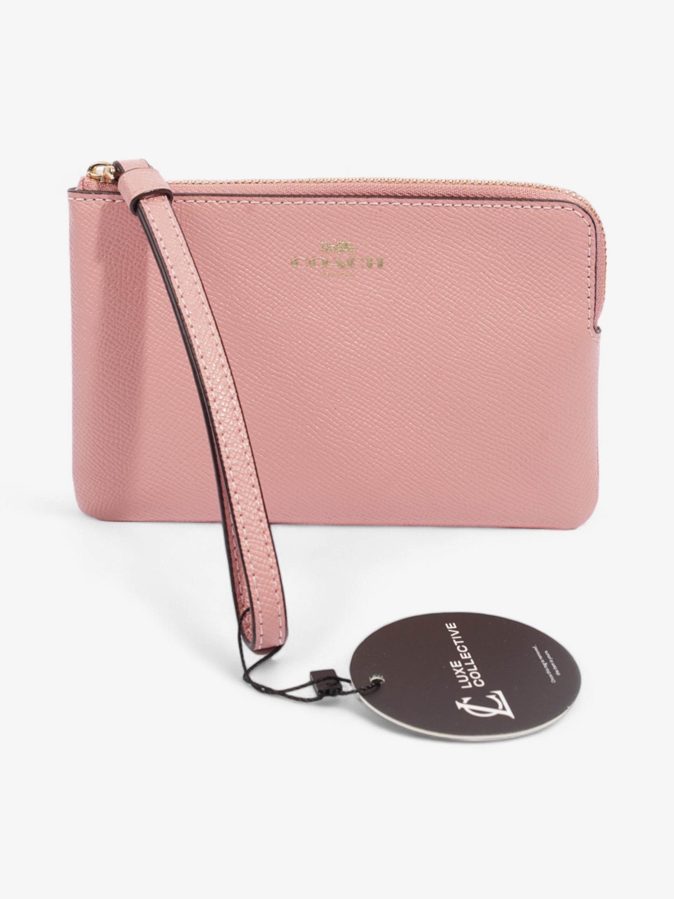 Coach Corner Zip Wristlet Pink Leather