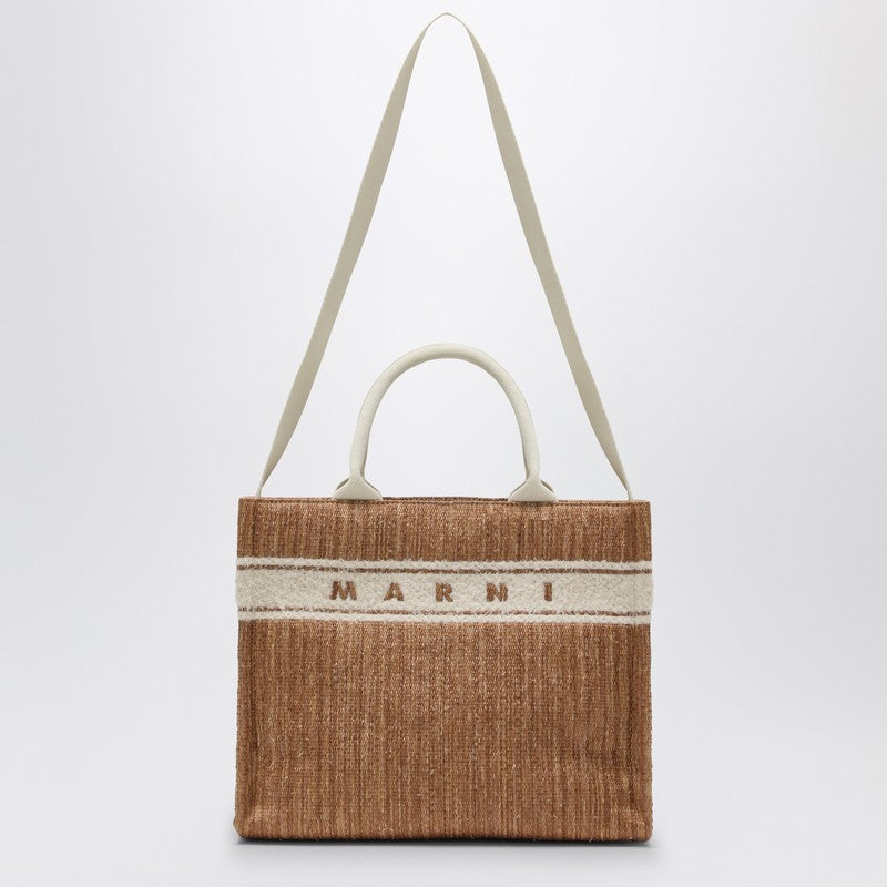 Marni Small Tote Bag ÃƒÆ’Ã¢â‚¬Â°cru In Raffia-Effect Fabric Women