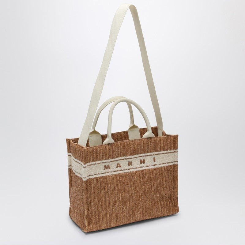Marni Small Tote Bag ÃƒÆ’Ã¢â‚¬Â°cru In Raffia-Effect Fabric Women