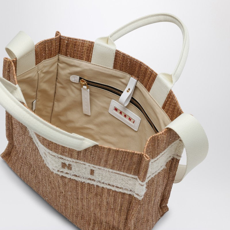 Marni Small Tote Bag ÃƒÆ’Ã¢â‚¬Â°cru In Raffia-Effect Fabric Women