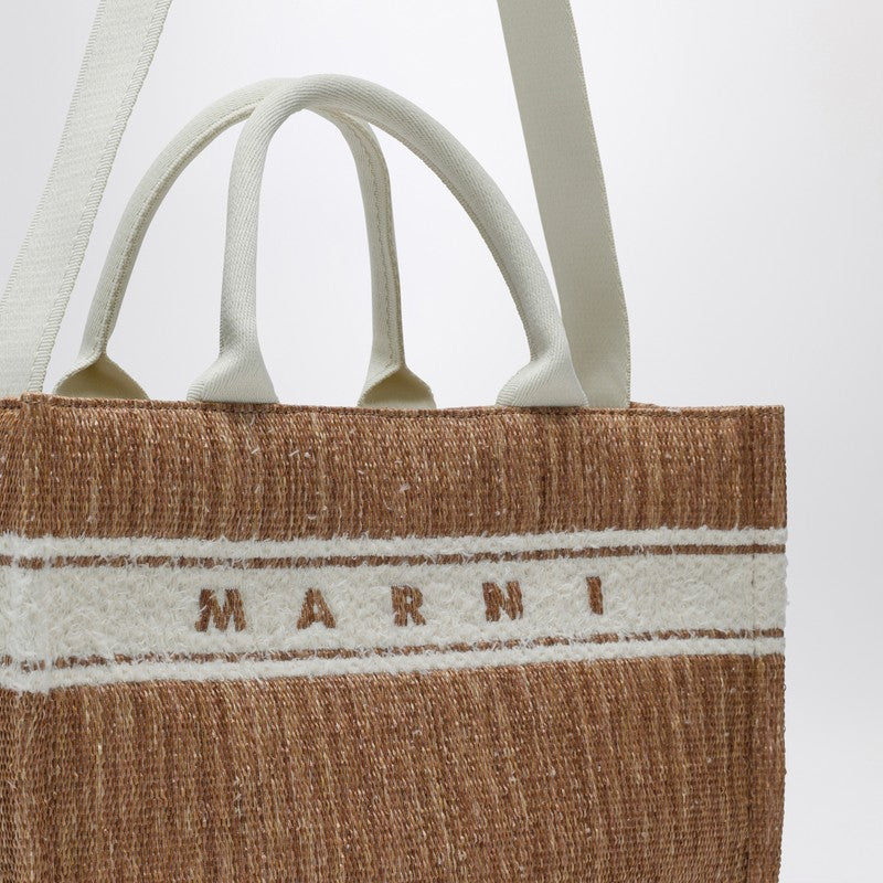 Marni Small Tote Bag ÃƒÆ’Ã¢â‚¬Â°cru In Raffia-Effect Fabric Women