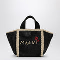 Marni Sillo Small Shopping Bag In Black Raffia-Effect MacramÃƒÆ’Ã‚Â© Women