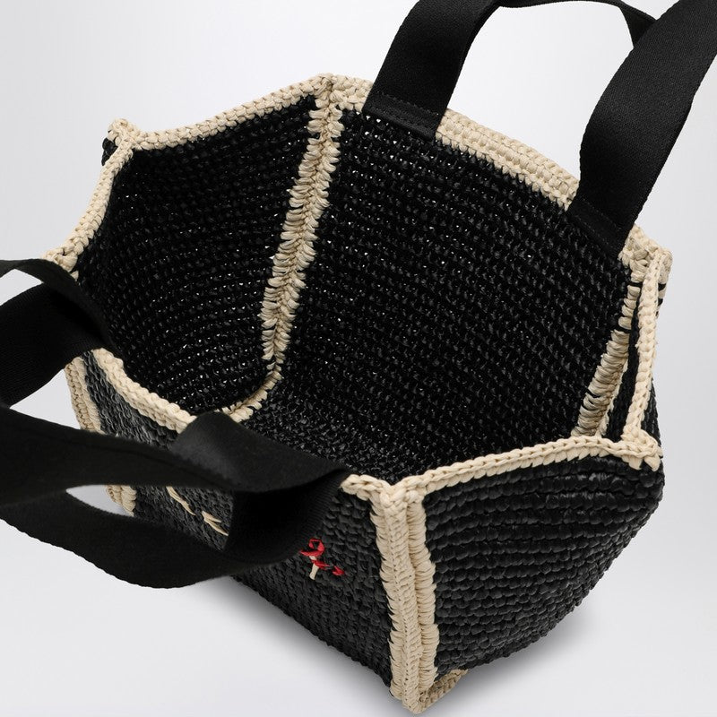 Marni Sillo Small Shopping Bag In Black Raffia-Effect MacramÃƒÆ’Ã‚Â© Women