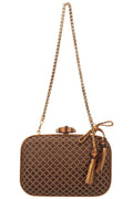GUCCI GUCCI Bamboo Minaudiere Clutch Brown Gold