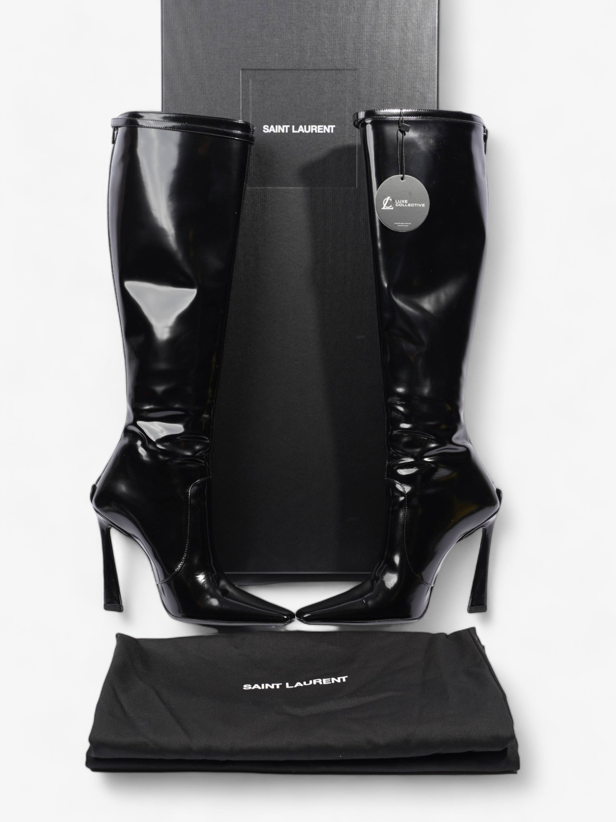 Saint Laurent Tess Boot 110 Black Patent Leather EU 40 UK 7