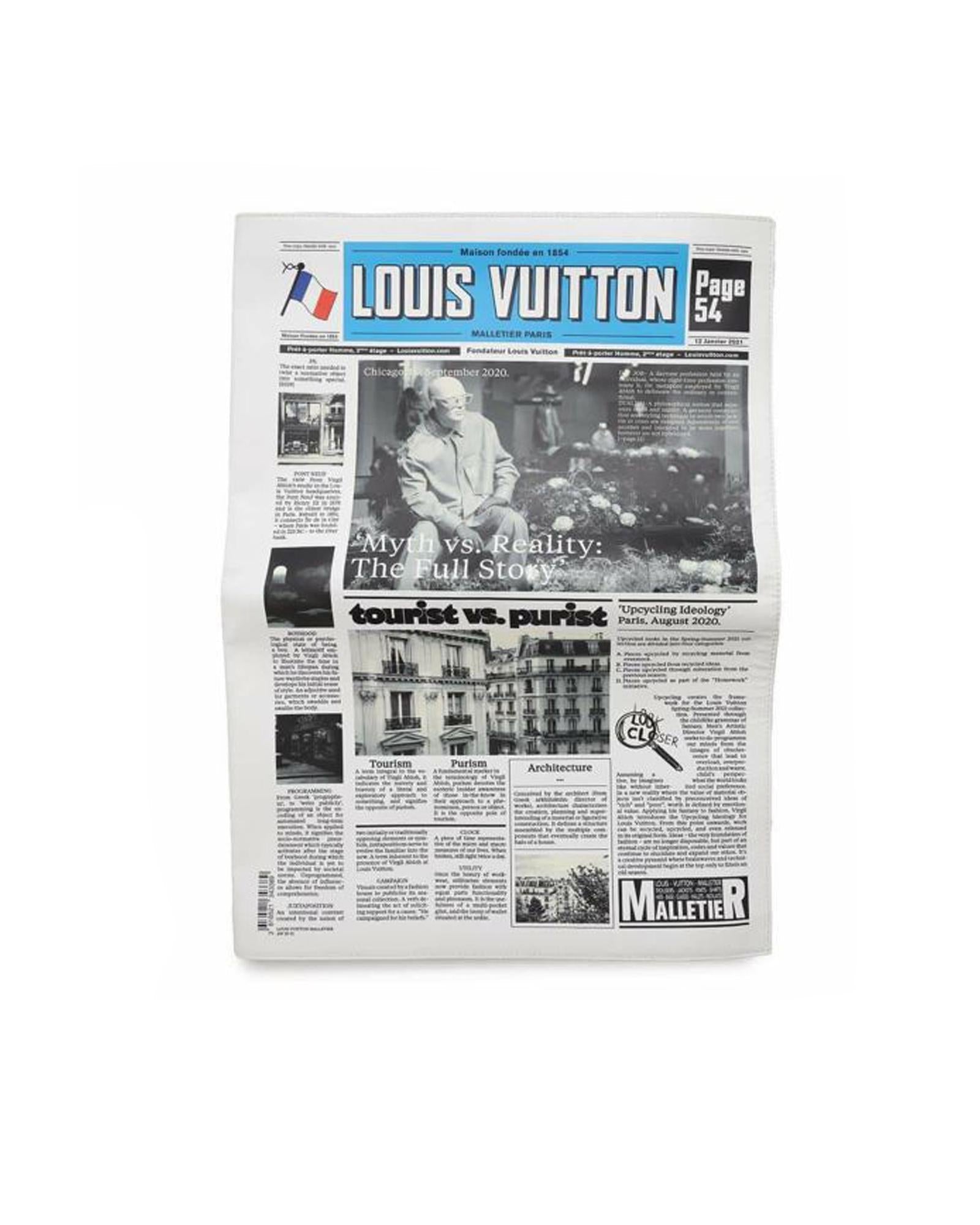 Printed Calf Leather Newspaper Pouch with Detachable Wrist Strap