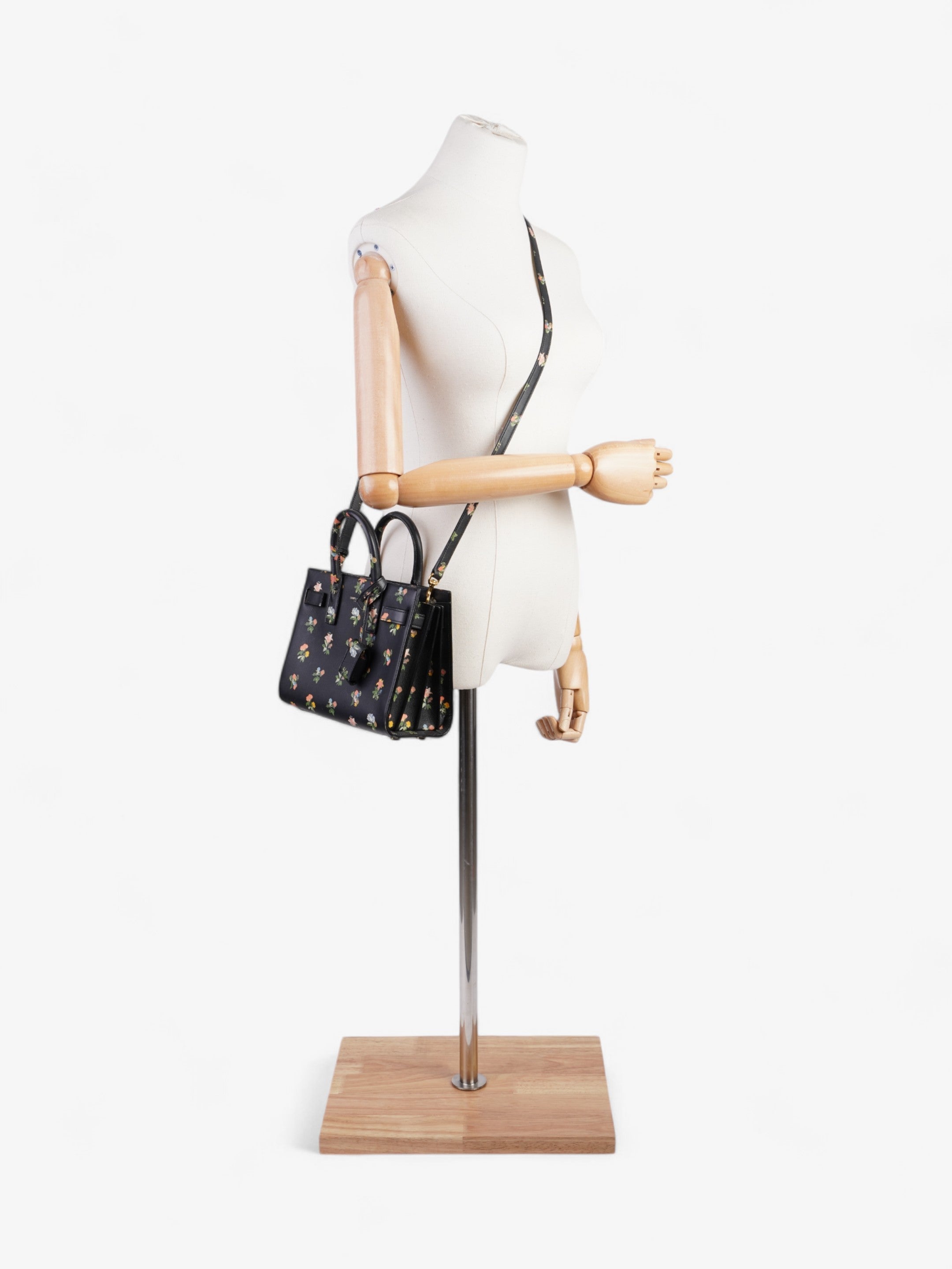 Saint Laurent Sac De Jour Black / Floral Leather Nano