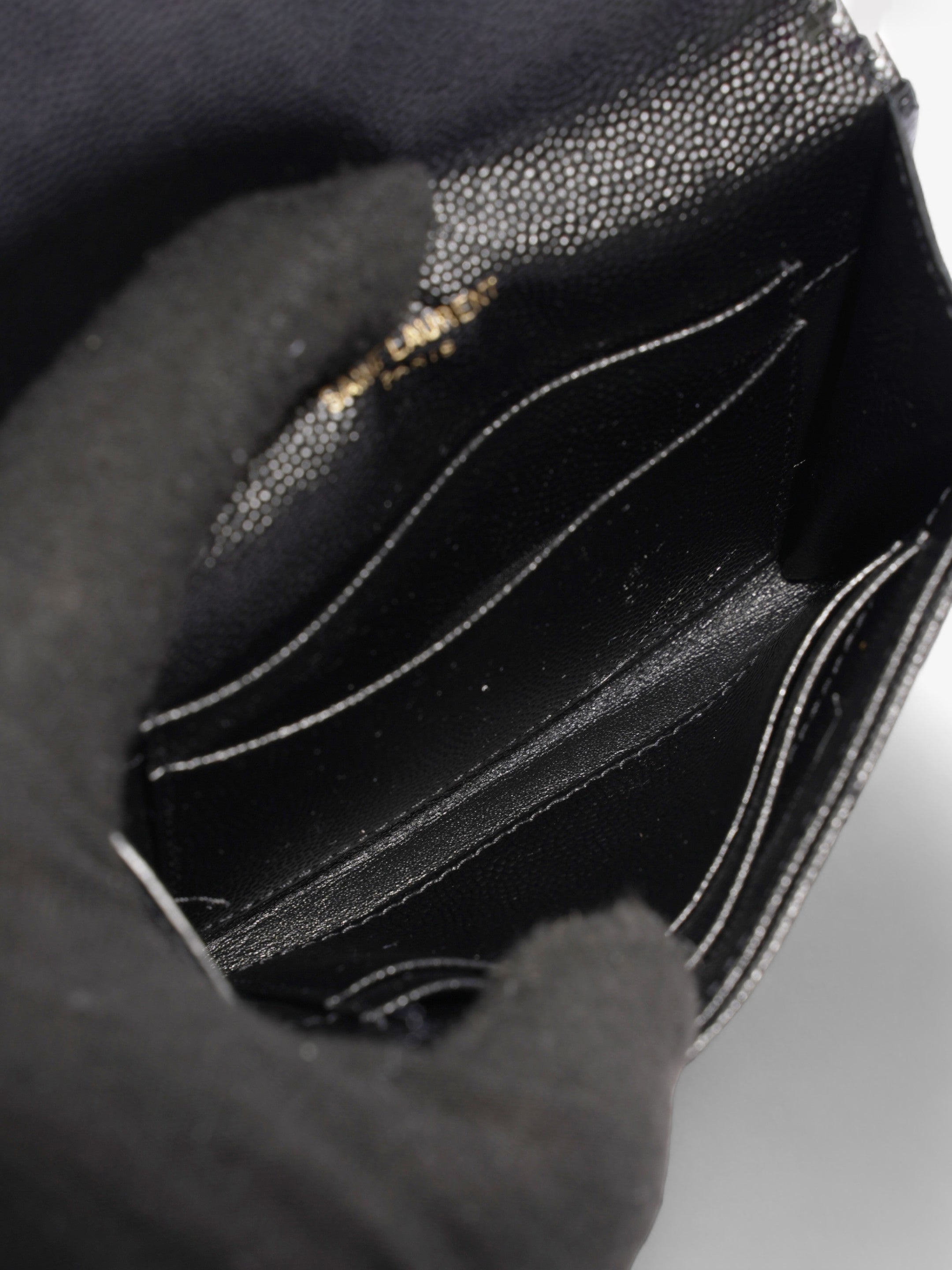 Saint Laurent Mini Envelope Wallet Black Grained Leather