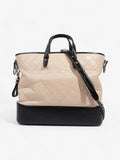 Chanel Gabrielle Hobo Beige / Black Calfskin Leather Large