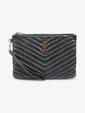 Saint Laurent Cassandre Wristlet Black Matelasse Leather