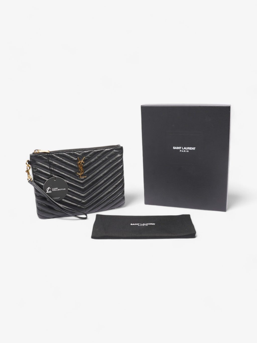 Saint Laurent Cassandre Wristlet Black Matelasse Leather