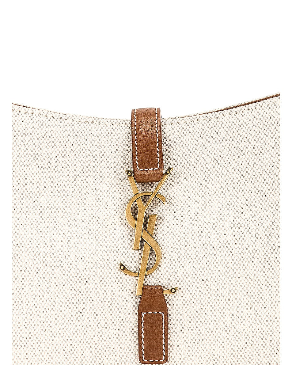 Saint Laurent Women Le 5 ÃƒÆ’Ã¢â€šÂ¬ 7 Leather & Cotton Hobo Bag