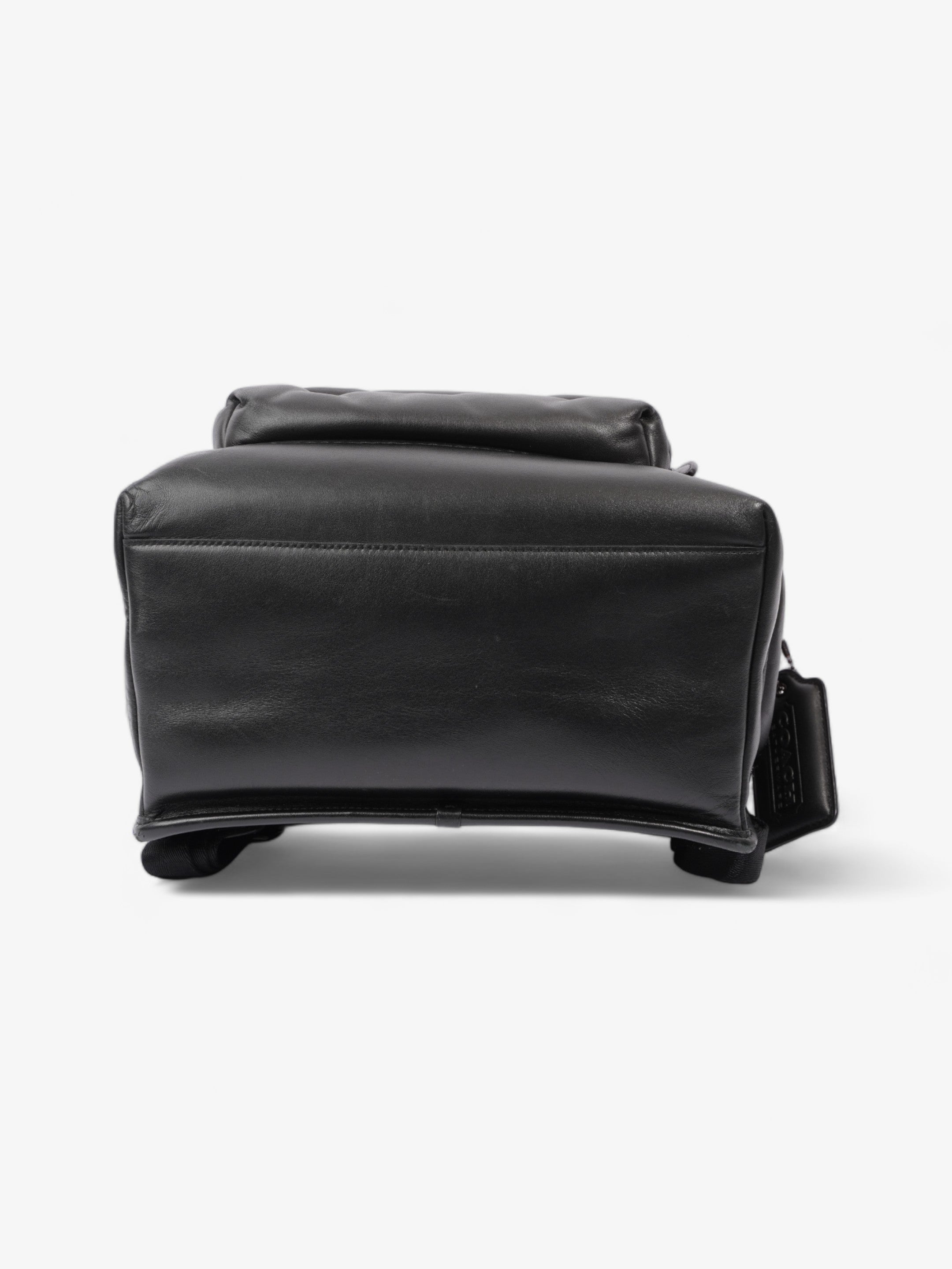 Coach League Flap Quilted Backpack Black Calfskin Leather