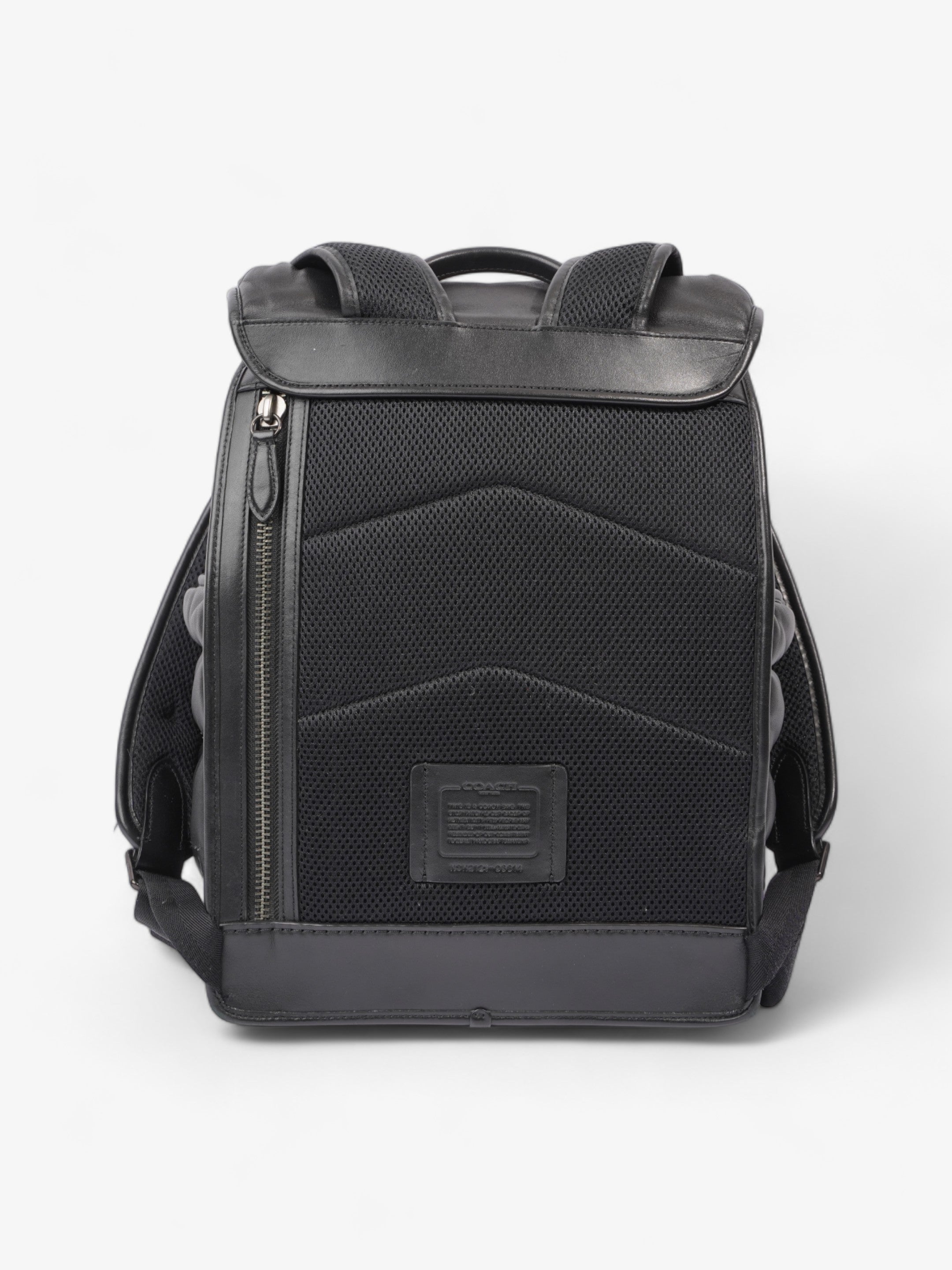 Coach League Flap Quilted Backpack Black Calfskin Leather