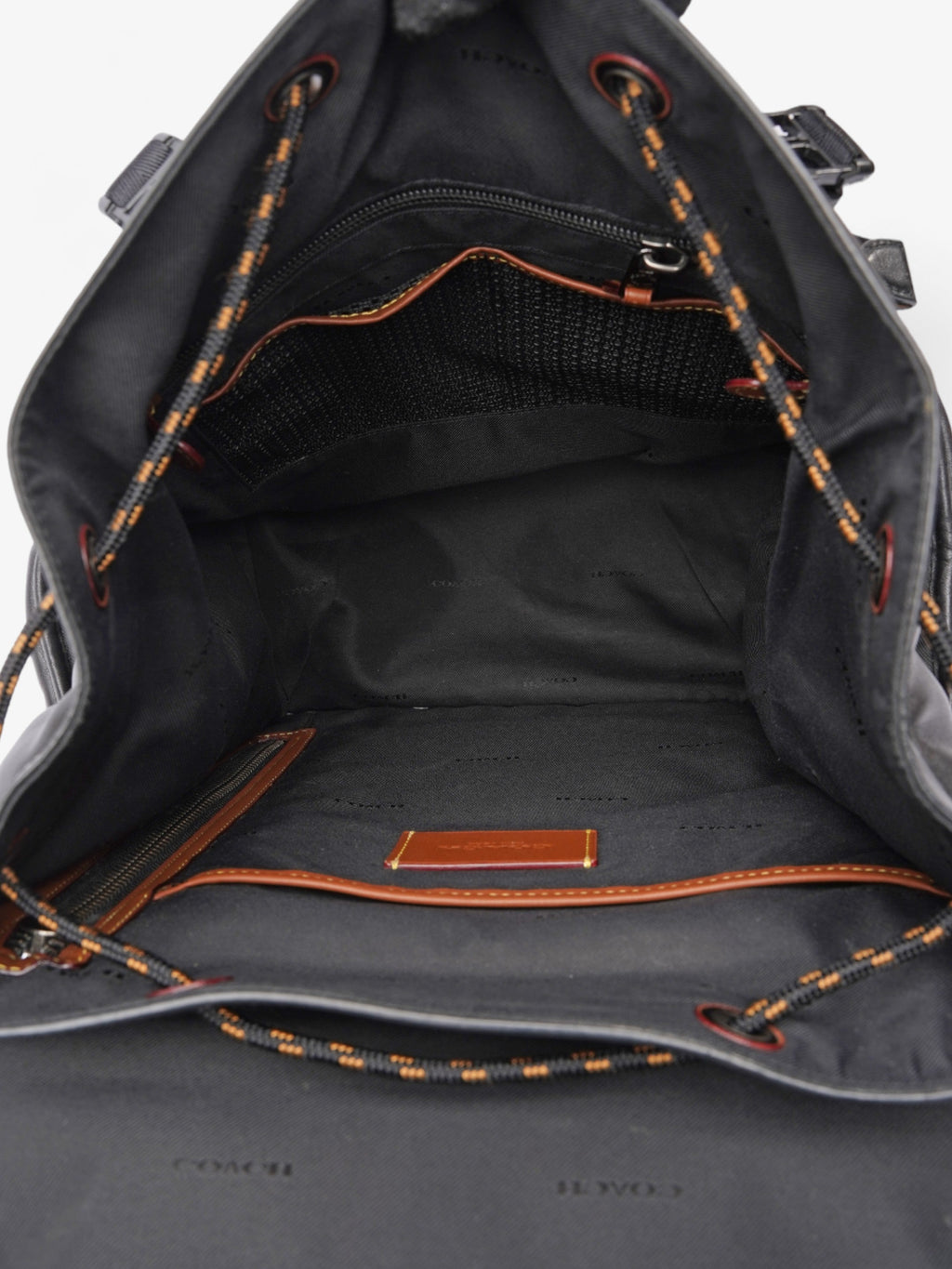 Coach League Flap Quilted Backpack Black Calfskin Leather