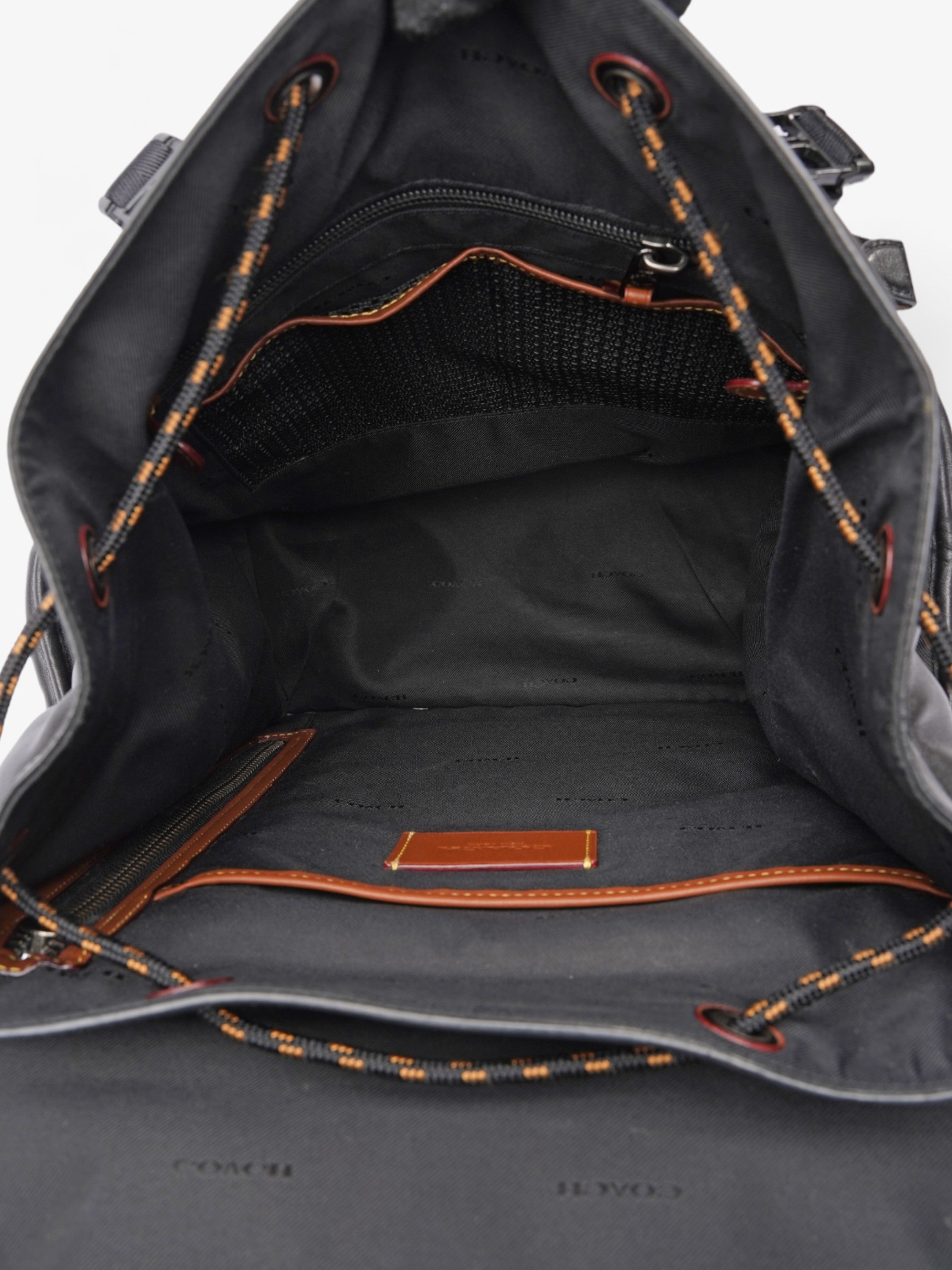 Coach League Flap Quilted Backpack Black Calfskin Leather