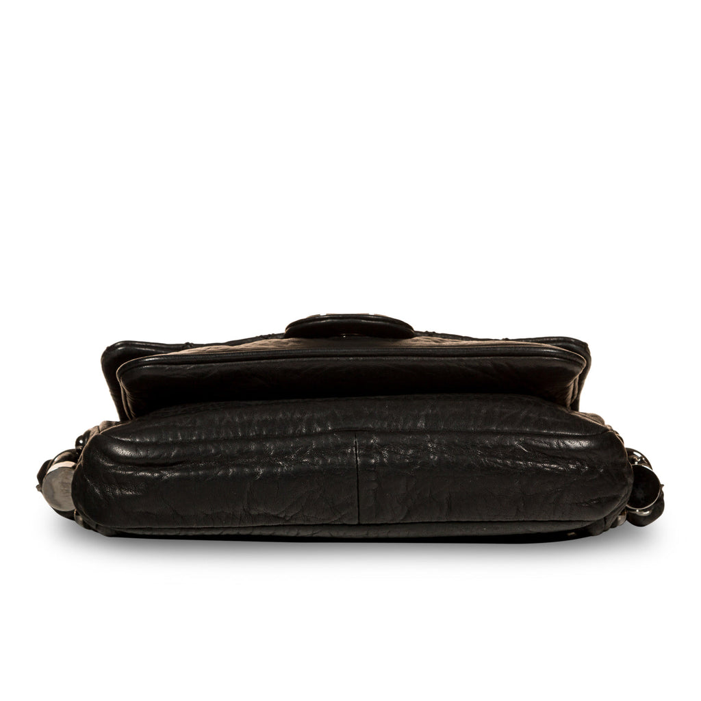 Distressed Calfskin Shoulder Bag